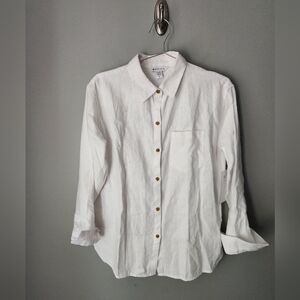 Athleta Retreat Linen Button Front Shirt White Size Small NWT